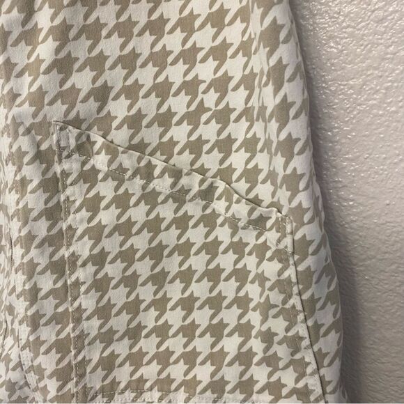 Dickies Bib Overall Dress tan White Houndstooth Print stretch Size Small - Picture 9 of 10